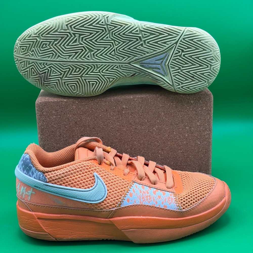 Nike Ja 1 Mismatched GS Basketball Shoes Kids 4Y Orange/Green Ja Morant Sneakers